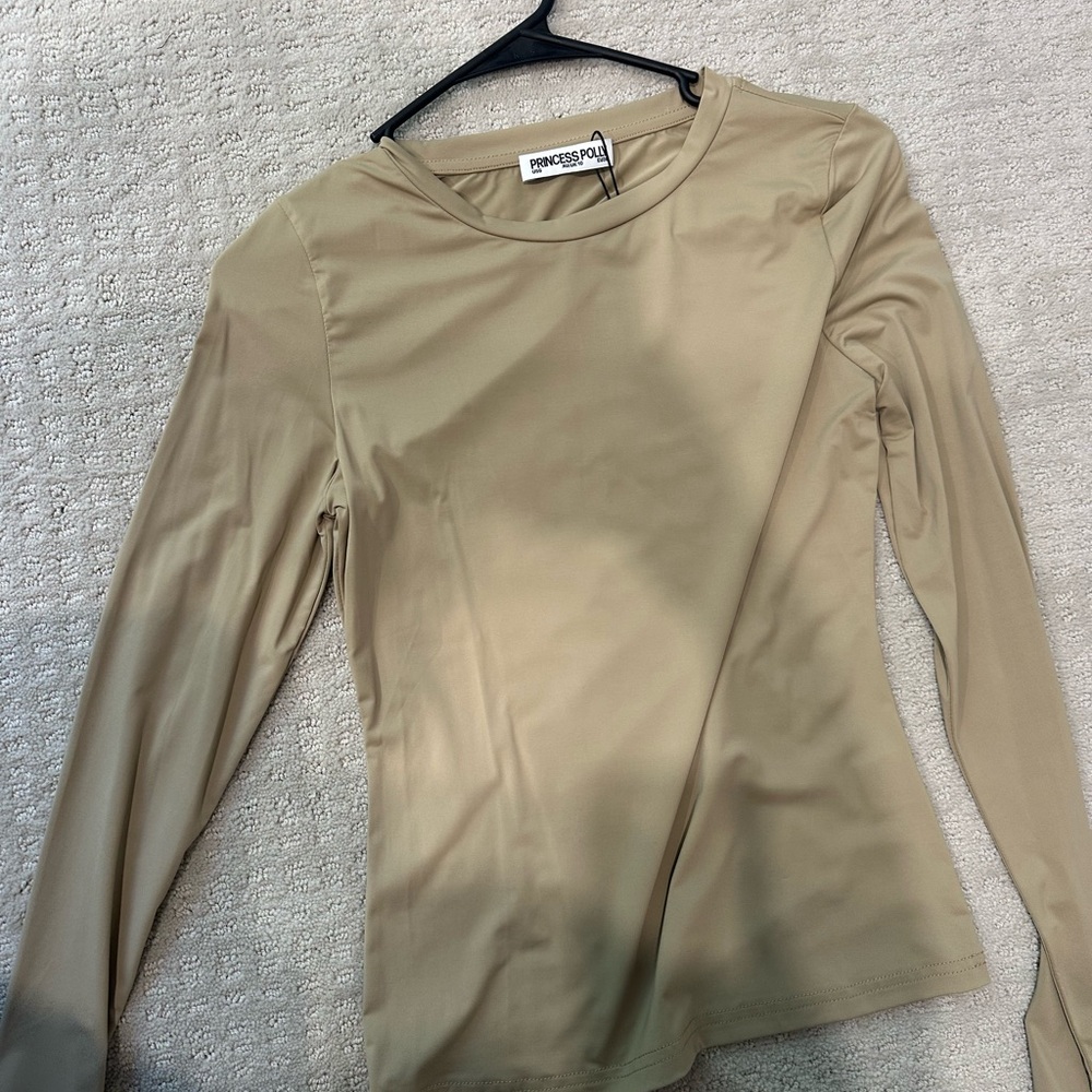 Princess Polly Taupe Long Sleeve Top